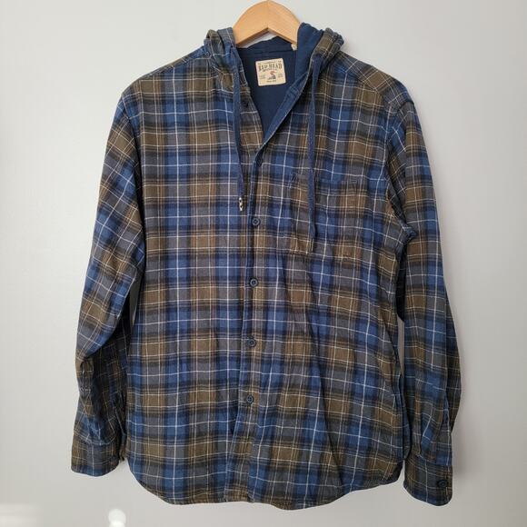 Red Head Flannel Hoodie Shirt Shacket Jacket Sz M 100% Cotton Workwear Grunge - Picture 1 of 9